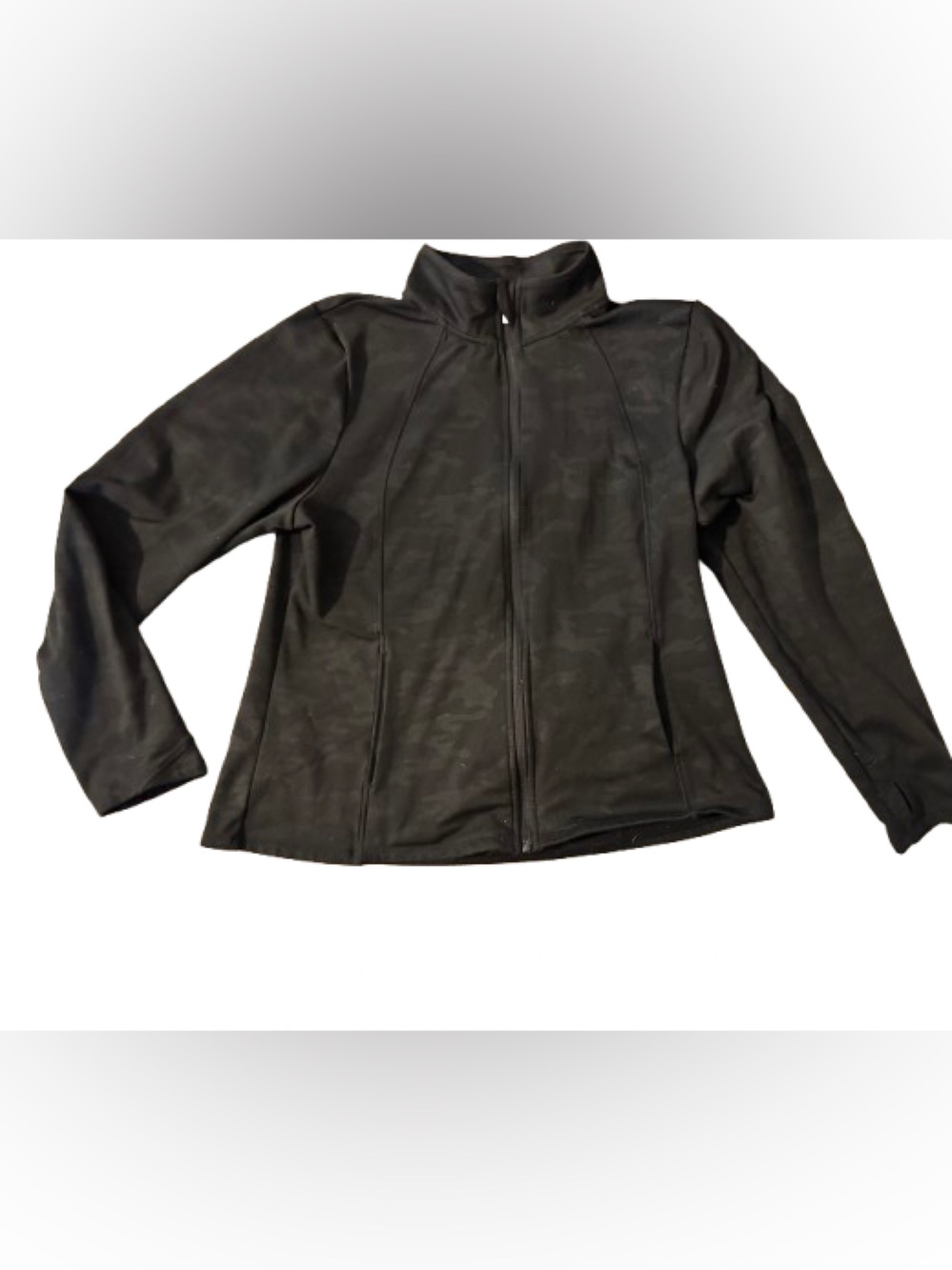 Laundry By Shelli Segal Black and Gray Camo Zip-Front Women's Jacket XL